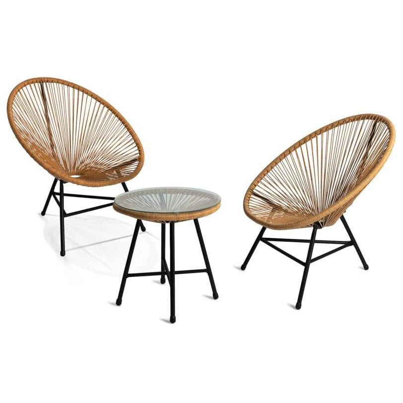 IDMarket - Salon de Jardin Izmir Table et 2 fauteuils Oeuf Cordage Effet rotin